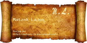 Matzek Lajos névjegykártya